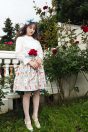 14-653ピンタックレースブラウス<br>(★オフ白)￥15,180-(Fサイズ)<br>14-655アリス絵本プリントスカート<br>(★サックス/クロ)￥25,080-(Fサイズ) <br>その他　参考商品