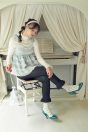 14-104レース＆リボンチュニック <br>(ピンク/★サックス)￥18,480-(Fサイズ) <br>14-102レース付きリブテレコプルオーバー <br>(★オフ白/クロ)￥11,880-(Fサイズ) <br>14-105ハイウエストパンツ <br>(★コン)￥14,080-(S/Mサイズ) <br>14-111パールカチューシャ <br>(ピンク/★サックス)￥9,680-(Fサイズ) <br>14-112レース＆リボン巾着バッグ <br>(ピンク/★サックス)￥14,080-(Fサイズ) <br>その他　参考商品