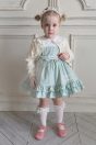 11-015プレゼントリボンワンピース <br>(ピンク/★ミント) <br>・BABY￥22,880-(80/90cm) <br>・TODDLER￥25,080～(100～140cm) <br>＊ミントは90cm～ <br>11-010チュールフリルカーディガン <br>（★オフ白/ピンク） <br>・BABY￥14,080-(Fサイズ) <br>・TODDLER￥15,180～(100～140cm) <br>10-027ドットチュールリボンヘアバンド <br>（★オフ白/ピンク）￥4,180-(Fサイズ) <br>11-007レースハイソックス <br>(★オフ白)￥3,080-(11～23cm) <br>10-020リボンストラップシューズ <br>(★ピンク/アカ/クロ) <br>・BABY￥9,130-(13/14cm) <br>＊クロは14cmのみ <br>・TODDLER￥9,680～(15～21cm) <br>＊ピンクは18cmまで