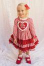 11-222ギンガムハートワンピース <br>(サックス/★アカ) <br>・BABY￥25,080-(80/90cm) <br>・TODDLER￥27,280～(100～140cm) <br>11-026リボンクリップ <br>(ピンク/サックス/★アカ)￥3,850-(Fサイズ) <br>11-239ハートレースソックス <br>(★オフ白/サックス)￥3,520-(9～20cm) <br>＊サックスは13cm～ <br>10-020リボンストラップシューズ <br>(ピンク/★アカ/クロ) <br>・BABY￥9,130-(13/14cm) <br>＊クロは14cmのみ <br>・TODDLER￥9,680～(15～21cm) <br>＊ピンクは18cmまで