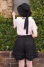 14-302ロゴTシャツ <br>(オフ白/★ピンク/サックス)￥10,780-(Fサイズ) <br>14-303フリルショートパンツ <br>(★クロ)￥18,480-(Fサイズ) <br>14-306レースバケットハット <br>(オフ白/★クロ)￥14,080-(Fサイズ)