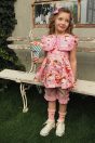 11-307シャーリークレーププリントチュニック <br>(★ピンク/コン) <br>・TODDLER￥28,380～(100～140cm) <br>・SISTER￥-(150/160cm) <br>11-314ギンガムリボンハーフパンツ <br>(アイボリー/★ピンク)￥17,380～(100～140cm) <br>11-332リボンクリップセット <br>（★ピンク/アカ）￥12,980～(Fサイズ) <br>11-334クレープ柄ソックス <br>(★ピンク/アカ)￥3,520（14～23㎝） <br>靴　参考商品