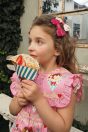 11-307シャーリークレーププリントチュニック <br>(★ピンク/コン) <br>・TODDLER￥28,380～(100～140cm) <br>・SISTER￥-(150/160cm) <br>11-332リボンクリップセット <br>（★ピンク/アカ）￥12,980～(Fサイズ