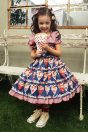 11-322シャーリークレーププリントワンピース <br>(ピンク/★コン) <br>・TODDLER￥33,880～(100～140cm) <br>・SISTER￥-(150/160cm) <br>11-332リボンクリップセット <br>（ピンク/★アカ）￥12,980～(Fサイズ) <br>11-334クレープ柄ソックス <br>(ピンク/★アカ)￥3,520（14～23㎝） <br>靴　参考商品