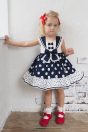 11-417ドットセーラーワンピース <br>(アカ/★コン) <br>・BABY ¥23,980-(80/90cm) <br>・TODDLER ¥26,180～(100～140cm) <br>11-026リボンクリップ <br>(ピンク/サックス/★アカ)￥3,850-(Fサイズ) <br>＊リボンクリップは1点の価格となります。 <br>11-061レースソックス <br>(★オフ白)￥3,080-(11～15cm) <br>10-020リボンストラップシューズ <br>(ピンク/★アカ/クロ) <br>・BABY￥9,130-(13/14cm) <br>＊クロは14cmのみ <br>・TODDLER￥9,680～(15～21cm) <br>＊ピンクは18cmまで