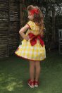 11-469ギンガムチェリーワンピース <br>(★キイロ/アカ) <br>・TODDLER ¥30,580～(100～140cm) <br>11-026リボンクリップ <br>(ピンク/サックス/★アカ)￥3,850-(Fサイズ) <br>＊リボンクリップは1点の価格となります。 <br>11-340リボンフリルサンダル <br>(オフ白/ピンク/★アカ) <br>・BABY￥9,680-(14cm) <br>・TODDLER￥10,230～(15～21cm)