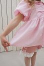 11-452ビッグリボンパフスリーブチュニック <br>(★ピンク/ミント) <br>・TODDLER ¥14,080～(100～140cm) <br>11-460サイドリボンフリルショートパンツ <br>(★ピンク/コン) <br>・BABY ¥11,880-(80/90cm) <br>・TODDLER ¥12,980～(100～140cm) <br>・SISTER ¥15,180-(150/160cm)