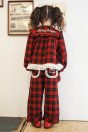 11-602タータンチェックフリルジャケット <br>(ブルー/★アカ) <br>・TODDLER ¥27,280～(100～140cm) <br>・SISTER ¥31,680-(Fサイズ) <br>11-618タータンチェックパンツ <br>(ブルー/★アカ) <br>・TODDLER ¥17,380～(100～140cm) <br>・SISTER ¥19,580-(150/160cm) <br>11-631タータンチェックフリルヘッドドレス <br>(ブルー/★アカ) ¥11,880-(Fサイズ) <br>11-009グリッターシューズ <br>(オフ白/ピンク/★アカ)￥12,980～(17～24cm)