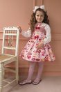 11-672シャーリーカフェプリントジャンパースカート <br>(アイボリー/★ピンク) <br>・TODDLER ¥33,880～(100～140cm) <br>・SISTER ¥38,280-(150/160cm) <br>11-659ドットロゴ刺繍ブラウス <br>(★ピンク/アカ) <br>・TODDLER ¥17,380～(100～140cm) <br>・SISTER ¥19,580-(150/160cm) <br>11-676ドットリボンカチューシャ <br>(★ピンク/アカ) ¥12,980-(Fサイズ) <br>11-683シャーリーカフェニーハイソックス <br>(★ピンク/アカ) ¥3,850-(14～23cm) <br>11-009グリッターシューズ <br>(オフ白/★ピンク/アカ)￥12,980～(17～24cm)