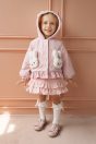 11-702うさぎタフタショートコート <br>(★ピンク/アカ) <br>・BABY ¥27,280-(Fサイズ) <br>・TODDLER ¥29,480～(S/M/L) <br>11-720うさぎアップリケはしごレースワンピース <br>(★ピンク/クロ) <br>・BABY ¥18,480-(80/90cm) <br>・TODDLER ¥20,680～(100～130cm) <br>11-682スカラップドットレース付きハイソックス <br>(★オフ白/ピンク/サックス) ¥3,850-(13～20cm) <br>11-537リボンTストラップシューズ <br>(★ピンク/アカ/ゴールド) ¥11,880～(13～19cm)