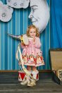 10-716シャーリーサーカスプリントワンピース <br>(★ピンク/ブルー) <br>・BABY￥32,780-(80/90cm) <br>・TODDLER￥34,980～(100～140cm) <br>10-706ポンポンニットカーディガン <br>(アイボリー/★ピンク) <br>・BABY￥20,680-(Fサイズ) <br>・TODDLER￥21,780～(100～140cm) <br>11-727サーカスクリップ <br>(★ピンク)￥7,480-(Fサイズ) <br>10-732星柄ハイソックス <br>(★アイボリー/ブルー) ¥4,730-(11～20cm) <br>11-537リボンTストラップシューズ <br>(ピンク/アカ/★ゴールド) ¥11,880～(13～19cm)