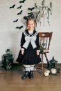 11-721ベロアセーラーワンピース <br>(★クロ) <br>・TODDLER￥36,080～(100～140cm) <br>・SISTER ￥40,480-(150/160cm) <br>11-715はしごリボンドロワーズ <br>(★オフ白) <br>・TODDLER￥16,280～(100～140cm) <br>・SISTER ￥18,480-(Fサイズ) <br>11-736リボンエンジニアブーツ <br>(★クロ/ゴールド)￥16,280～(17～24cm) <br>リボン　参考商品
