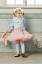 10-008 うさぎバレリーナカットソー <br>(オフ白/★サックス) <br>・BABY￥14,080-(80cm/90cm) <br>・TODDLER￥15,180～(100～140cm) <br>10-012チュチュスカート <br>(★ピンク/サックス) <br>・BABY￥17,380-(Fサイズ) <br>・TODDLER￥18,480～(S/M) <br>11-027うさぎバレリーナポニー <br>(★ピンク/サックス)￥6,380-(Fサイズ) <br>11-031うさぎバレリーナハイソックス <br>(オフ白/★サックス)￥3,520-(14～20cm) <br>11-043・044 リボンTストラップシューズ <br>(★ピンク/アカ/ゴールド)￥11,880～(13～19cm)
