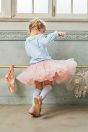 10-008 うさぎバレリーナカットソー <br>(オフ白/★サックス) <br>・BABY￥14,080-(80cm/90cm) <br>・TODDLER￥15,180～(100～140cm) <br>10-012チュチュスカート <br>(★ピンク/サックス) <br>・BABY￥17,380-(Fサイズ) <br>・TODDLER￥18,480～(S/M) <br>11-027うさぎバレリーナポニー <br>(★ピンク/サックス)￥6,380-(Fサイズ) <br>11-031うさぎバレリーナハイソックス <br>(オフ白/★サックス)￥3,520-(14～20cm) <br>11-043・044 リボンTストラップシューズ <br>(★ピンク/アカ/ゴールド)￥11,880～(13～19cm)