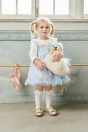 10-006 丸襟レースカットソーブラウス <br>(★オフ白) <br>・BABY￥16,280-(80cm/90cm) <br>・TODDLER￥17,380～(100～160cm) <br>10-014うさぎバレリーナプリントジャンパースカート <br>・BABY￥18,480-(80cm/90cm) <br>・TODDLER￥19,580～(100～140cm) <br>11-027うさぎバレリーナポニー <br>(★ピンク/サックス)￥6,380-(Fサイズ) <br>11-036 レースリボンハイソックス <br>(★オフ白)￥3,520-(11～23cm) <br>11-043・044 リボンTストラップシューズ <br>(ピンク/アカ/★ゴールド)￥11,880～(13～19cm)