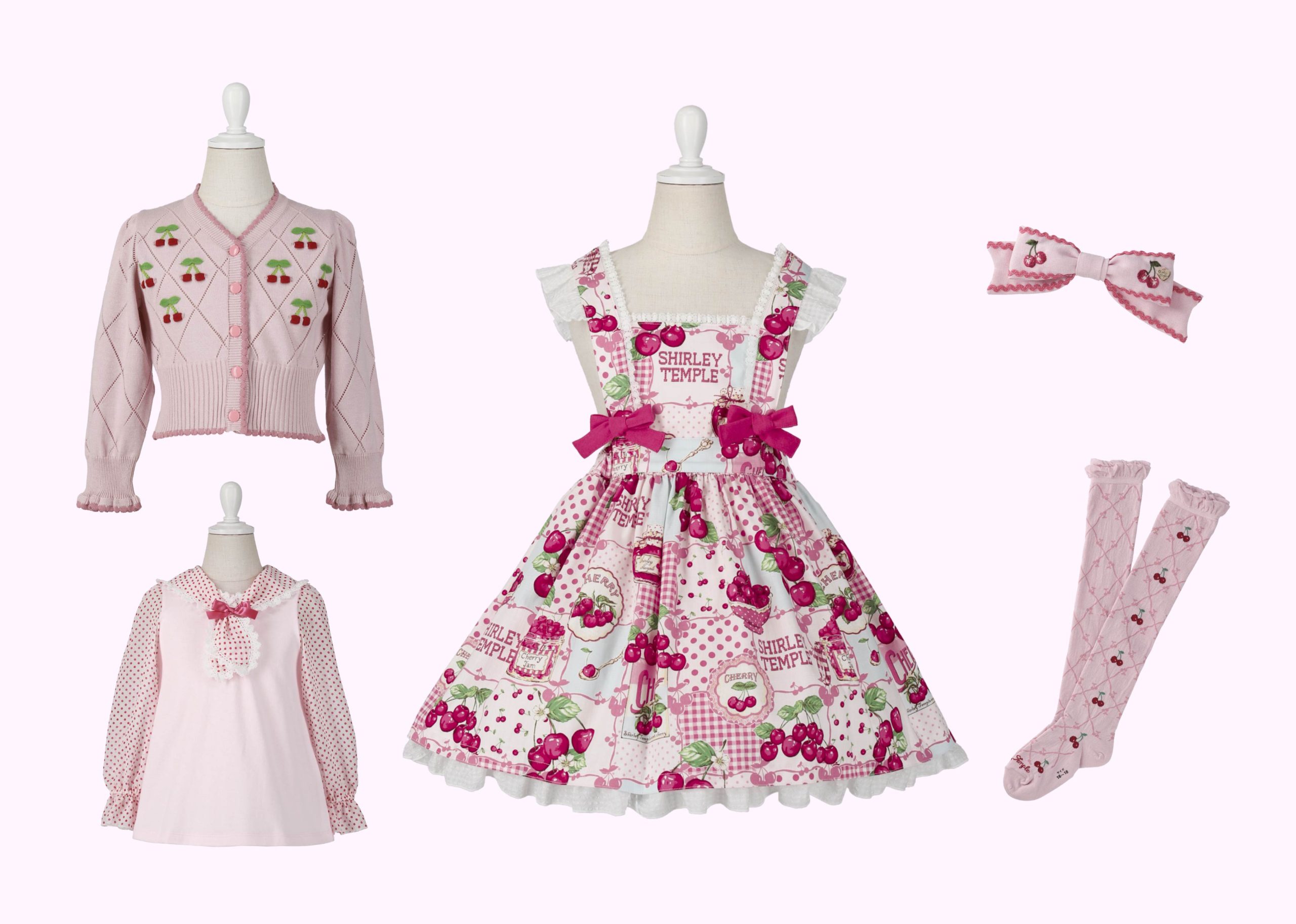 Shirley Templeレディース ピンク カーディガン Shirley Temple TOKYO ＆ OSAKA 限定色 “チェリーパッチワーク
