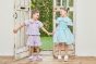 【左】 <br>11-304 サッカーギンガムセーラーブラウス <br>(クロ/★パープル) <br>・BABY￥14,080-(90cm) <br>・TODDLER ￥15,180～(100cm～140cm) <br>・SISTER ￥17,380-(150cm/160cm) <br>11-309 サッカーギンガムショートパンツ <br>(クロ/★パープル) <br>・BABY￥11,880-(90cm) <br>・TODDLER ￥12,980～(100cm～140cm) <br>・SISTER ￥15,180-(150cm/160cm) <br>11-325・326・327 ダブルリボンスポーツサンダル <br>(オフ白/クロ/★パープル)￥12,980～(17～24cm) <br><br>【右】 <br>11-317 サッカーギンガムリボンワンピース <br>(キイロ/★サックス)￥15,180～(100cm～140cm) <br>11-325・326・327 ダブルリボンスポーツサンダル <br>(★オフ白/クロ/パープル)￥12,980～(17～24cm)