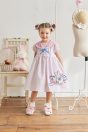11-417 着せ替えアップリケワンピース <br>(★ピンク/キイロ) <br>・TODDLER ￥32,780～(100cm～140cm) <br>11-035 グログランリボンつきクルーソックス <br>(★オフ白)￥3,520-(11～23cm) <br>11-327リボンスカラップサンダル <br>(オフ白/★ピンク/アカ)￥11,880～(15～21cm)