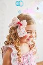 11-451 マリンフレンズプリントチュニック <br>(★ピンク/サックス)￥29,480～(100cm～140cm) <br>11-472 シアードットリボンクリップ <br>(★ピンク/サックス)￥8,580-(Fサイズ)