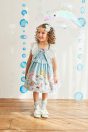 11-464 マリンフレンズプリントサンドレス <br>(ピンク/★サックス) <br>・TODDLER ￥36,080～(100cm～140cm) <br>・SISTER ￥40,480-(150cm/160cm) <br>11-466 コットンレースカーディガン <br>(★オフ白/サックス) <br>・BABY￥18,480-(Fサイズ) <br>・TODDLER ￥19,580～(100cm～140cm) <br>・SISTER ￥21,780-(Fサイズ) <br>11-472 シアードットリボンクリップ <br>(ピンク/★サックス)￥8,580-(Fサイズ) <br>11-474 ドット透かし柄ソックス <br>(オフ白/ピンク/★サックス)￥3,520-(9～20cm) <br>11-327リボンスカラップサンダル <br>(★オフ白/ピンク/アカ)￥11,880～(15～21cm)
