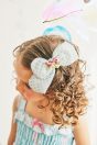 11-464 マリンフレンズプリントサンドレス <br>(ピンク/★サックス) <br>・TODDLER ￥36,080～(100cm～140cm) <br>・SISTER ￥40,480-(150cm/160cm) <br>11-472 シアードットリボンクリップ <br>(ピンク/★サックス)￥8,580-(Fサイズ)