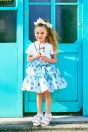 11-454 チョコミントパフェTシャツ <br>(★サックス/パープル) <br>・TODDLER ￥11,880～(100cm～140cm) <br>・SISTER ￥14,080-(150cm/160cm) <br>11-458 チョコミントプリントフリルスカート <br>(★サックス/パープル) <br>・TODDLER ￥16,280～(100cm～140cm) <br>・SISTER ￥18,480-(150cm/160cm) <br>11-325・326・327 ダブルリボンスポーツサンダル <br>(★オフ白/クロ/パープル)￥12,980～(17～24cm)