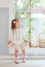 10-658 フラワーパークプリントプルオーバー <br>(オフ白/★ピンク) <br>・BABY￥15,180-(80cm/90cm) <br>・TODDLER￥16,280～(100～140cm) <br>10-663 フラワーパークプリントパンツ付きスカート <br>(★アイボリー/ピンク)￥15,180-(Fサイズ) <br>11-670 シマエナガクリップ <br>(★オフ白/ピンク)￥5,280-(Fサイズ) <br>11-035 グログランリボンつきクルーソックス <br>(★オフ白)￥3,520-(11～23cm) <br>10-523・524 布リボンストラップシューズ <br>(★ピンク/アカ/クロ)￥11,880～(14～21cm) <br>※19～21cmはアカ/クロ 2色のご用意です。