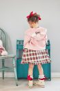 11-659 タータンロゴハートアップリケカットソー <br>(コン/★アカ) <br>・BABY￥14,080-(80/90cm) <br>・TODDLER ￥15,180～(100cm～140cm) <br>11-651 タータンリボンうさ耳パーカー <br>(★ピンク/コン)￥19,580～(100cm～140cm) <br>11-662ハートポケットタータンスカート <br>(★オフ白/グリーン) <br>・BABY￥15,180-(80/90cm) <br>・TODDLER ￥16,280～(100cm～140cm) <br>11-839 グログランリボンつきクルーソックス <br>(ピンク/★アカ)￥3,520-(11～20cm) <br>靴　参考商品