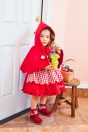 10-716 赤ずきんワンピース <br>(★アカ) <br>・BABY￥27,280-(80cm/90cm) <br>・TODDLER￥29,480～(100～140cm) <br>11-702 赤ずきんケープ <br>(★アカ)￥22,880-(S/Mサイズ) <br>11-727 ギンガムフリルソックス <br>(★アカ)￥3,520-(13～20cm) <br>10-523・524 布リボンストラップシューズ <br>(ピンク/★アカ/クロ)￥11,880～(14～21cm) <br>※19～21cmはアカ/クロ 2色のご用意です。