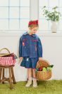 11-701 赤ずきんデニムジャケット <br>(ピンク/★コン) <br>・TODDLER ￥32,780～(100cm～140cm) <br>・SISTER ￥37,180-(150cm/160cm) <br>11-709 赤ずきんプリントタータンフリルカットソー <br>(★オフ白/ピンク) <br>・TODDLER ￥17,380～(100cm～140cm) <br>・SISTER ￥19,580-(150cm/160cm) <br>11-712 赤ずきんデニムスカート <br>(ピンク/★コン) <br>・TODDLER ￥21,780～(100cm～140cm) <br>・SISTER ￥23,980-(150cm/160cm) <br>11-839 グログランリボンつきクルーソックス <br>(ピンク/★アカ)￥3,520-(11～20cm) <br>※靴　参考商品