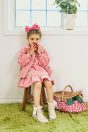 11-701 赤ずきんデニムジャケット <br>(★ピンク/コン) <br>・TODDLER ￥32,780～(100cm～140cm) <br>・SISTER ￥37,180-(150cm/160cm) <br>11-709 赤ずきんプリントタータンフリルカットソー <br>(オフ白/★ピンク) <br>・TODDLER ￥17,380～(100cm～140cm) <br>・SISTER ￥19,580-(150cm/160cm) <br>11-712 赤ずきんデニムスカート <br>(★ピンク/コン) <br>・TODDLER ￥21,780～(100cm～140cm) <br>・SISTER ￥23,980-(150cm/160cm) <br>11-036 リボンレースハイソックス <br>(★オフ白/クロ)￥3,520-(11～23cm) <br>※靴　参考商品