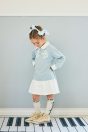 11-715メロディードッキングワンピース <br>(オフ白/★サックス) <br>・TODDLER ￥17,380～(100cm～140cm) <br>・SISTER ￥19,580-(150cm/160cm) <br>・TODDLER ￥39,380～(100cm～140cm) <br>・SISTER ￥43,780-(150cm/160cm) <br>11-726メロディーロゴハイソックス <br>(★オフ白)￥3,520-(17～20cm) <br>※靴　参考商品