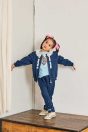 11-101フリル付きデニム風ジャケット<br> (サックス/★コン)<br> ・TODDLER￥19,580～(110～140cm)<br> ・SISTER￥21,780-(Fサイズ)<br> 11-106オールスターベアプリントカットソー<br> (オフ白/★サックス)<br> ・TODDLER￥12,980～(110～140cm)<br> ・SISTER￥15,180-(150/160cm)<br> 11-112ハート刺繍デニム風スカラップパンツ<br> (サックス/★コン)<br> ・TODDLER￥16,280～(100～140cm)<br> ・SISTER￥18,480-(150/160cm)<br> 靴　参考商品