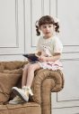 11-453/12-453ロマンティックキャットＴシャツ<br> (ピンク/★オフ白)<br> ・TODDLER￥15,180～(100～140cm)<br> ・SISTER￥17,380-(150/160cm)<br> 11-458/12-458サイドフリルキュロット<br> (★ピンク/クロ)<br> ・TODDLER￥15,180～(100～140cm)<br> ・SISTER￥17,380-(150/160cm)<br> 11-035 グログランリボンつきクルーソックス <br> (★オフ白)￥3,520-(11～23cm)<br> 靴　参考商品