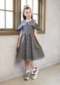 11-463/12-463オフショルセーラーワンピース<br> (★クロ/サックス)<br> ・TODDLER￥21,780～(110～140cm)<br> ・SISTER￥23,980-(150/160cm)<br> 14-210レース＆リボンソックス<br> (オフ白/★クロ)￥4,180-(22～24cm)<br> 靴　参考商品